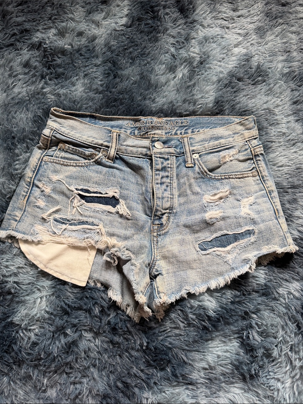 American Eagle Outfitters Light Blue Distressed Denim Cutoff Shorts